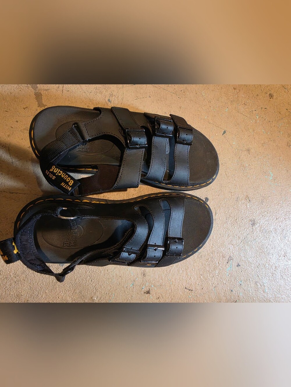 Dr. Martens Black Triple-Buckle Sandals with Heel Strap